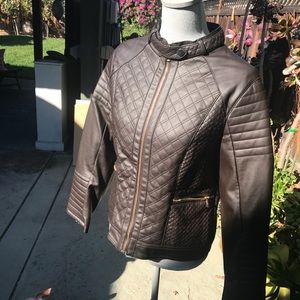Brown Faux leather jacket size L/G- fits like M